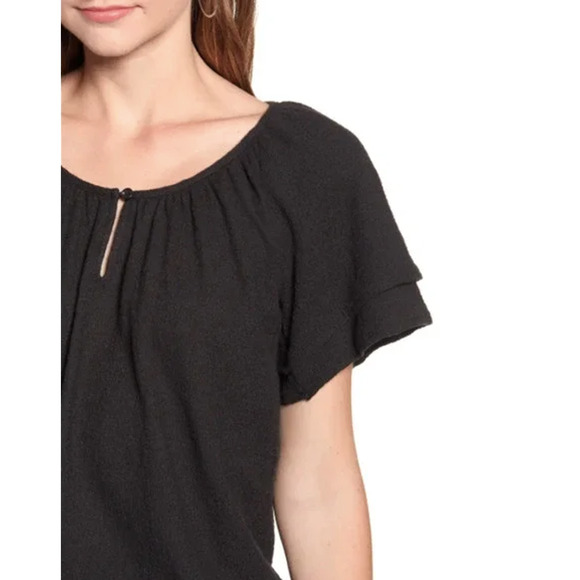 Madewell Womens Texture & Thread Tiered-Sleeve Top Size 3X Black NWT - Picture 2 of 11